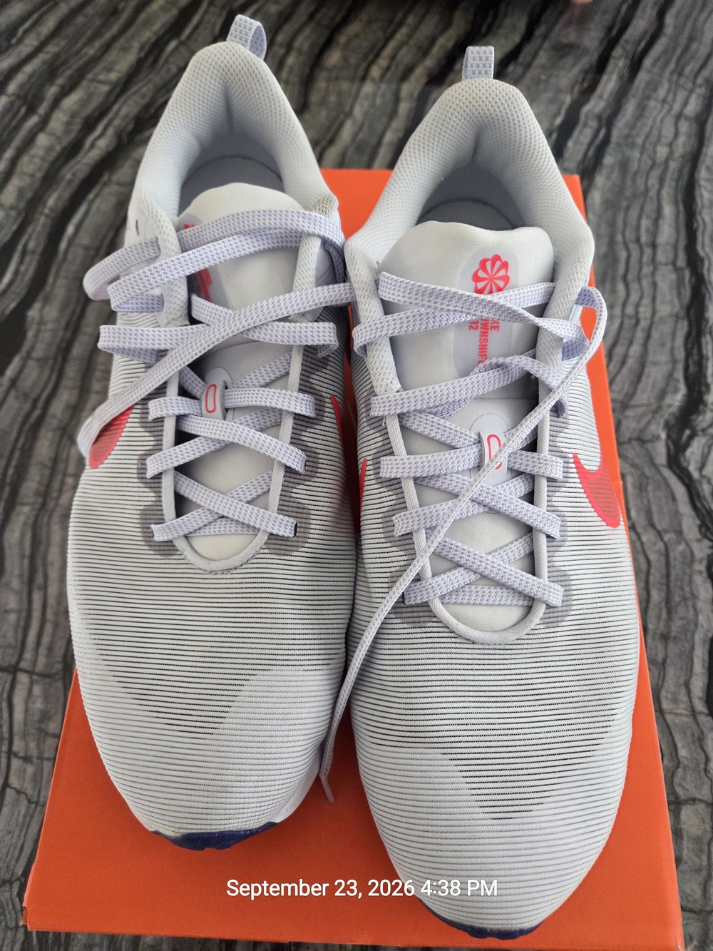 Nike Men’s Platinum/Crimson Downshifter 12 Running Shoes